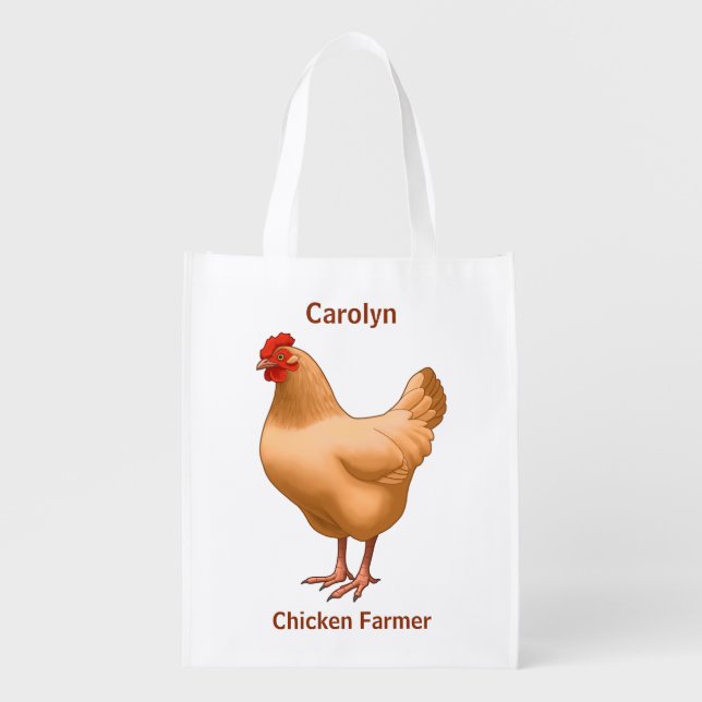 Buff Orpington Chicken Hen Reusable Grocery Bag (Front)