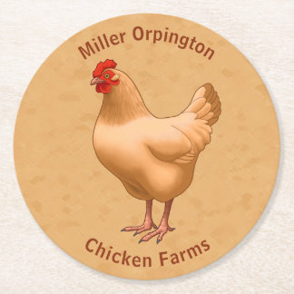 Buff Orpington Chicken Hen Round Paper Coaster