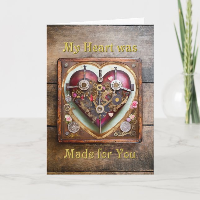 Buff Red Heart Steampunk Series Thank You Card (Front)