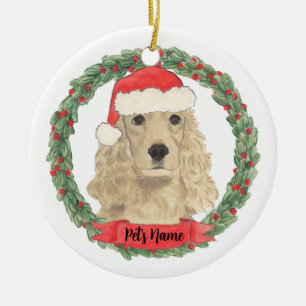 Buff Sable Golden Cocker Spaniel Christmas Ceramic Ornament