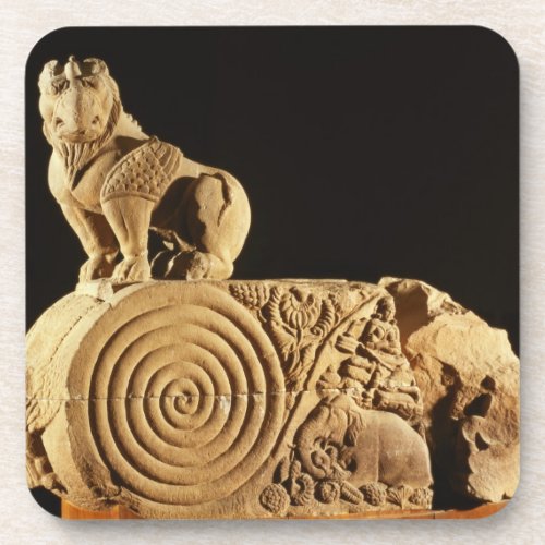 Buff sandstone architrave with griffin Sanchi MP Coaster