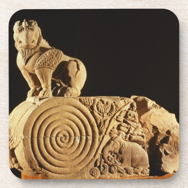 Buff sandstone architrave with griffin, Sanchi, MP Coaster (Front)