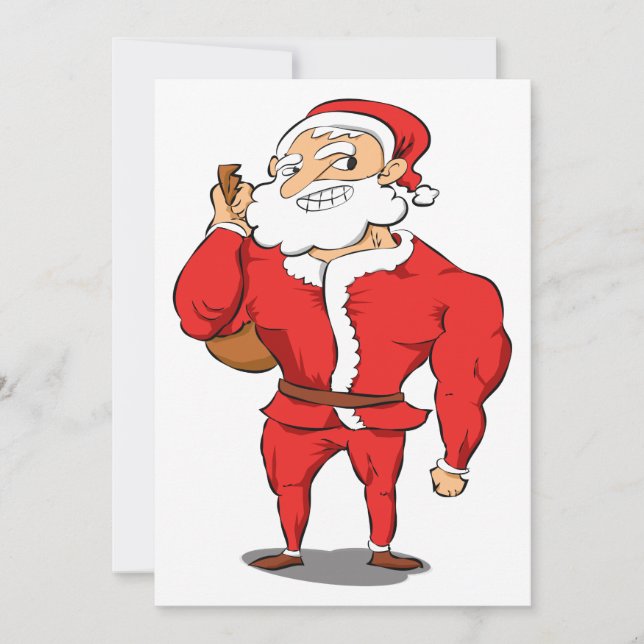 Buff Santa Christmas Gym Holiday Card (Front)
