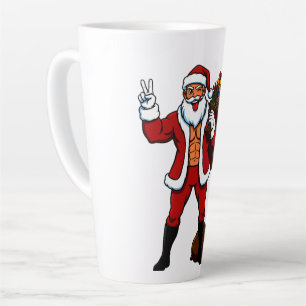 Buff Santa Peace Sign! Ripped Abs & Funny Christma Latte Mug