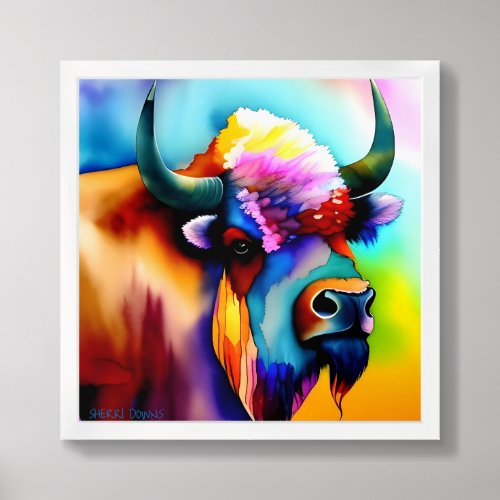 Buff the Colorful Buffalo Framed Art Print