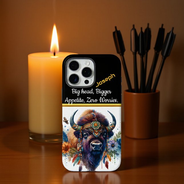 Buffalo Adorned With Vibrant Flowers and Feathers Case-Mate iPhone Case (Creator Uploaded)