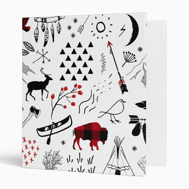 Buffalo Adventures Black and Red Plaid ID599 3 Ring Binder (Front/Inside)