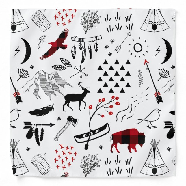 Buffalo Adventures Black and Red Plaid ID599 Bandana (Front)