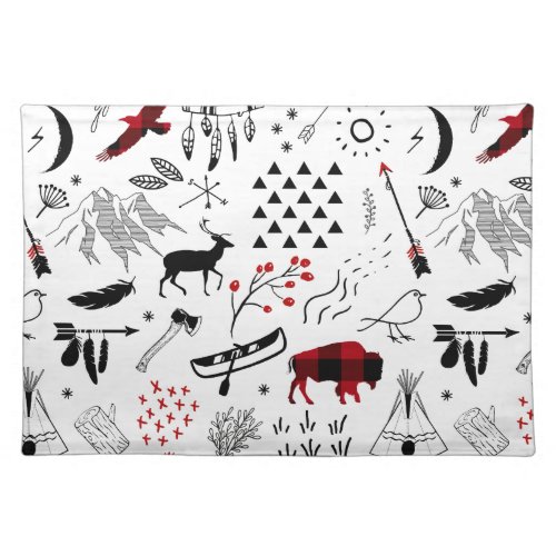 Buffalo Adventures Black and Red Plaid ID599 Cloth Placemat