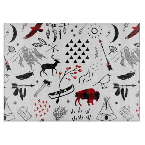 Buffalo Adventures Black and Red Plaid ID599 Cutting Board