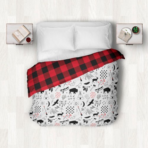 Buffalo Adventures Black and Red Plaid ID599 Duvet Cover