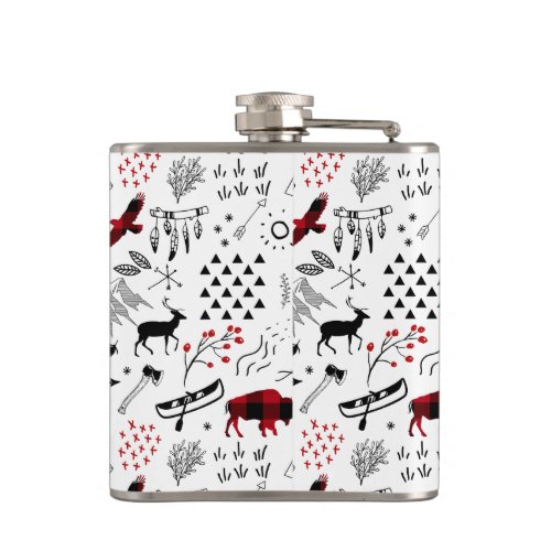 Buffalo Adventures Black and Red Plaid ID599 Flask