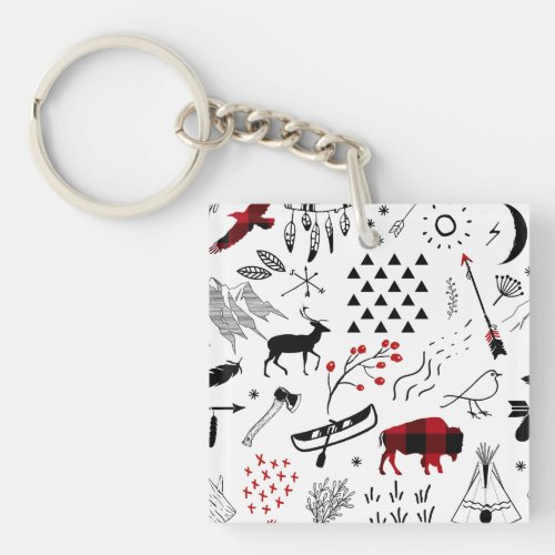 Buffalo Adventures Black and Red Plaid ID599 Keychain