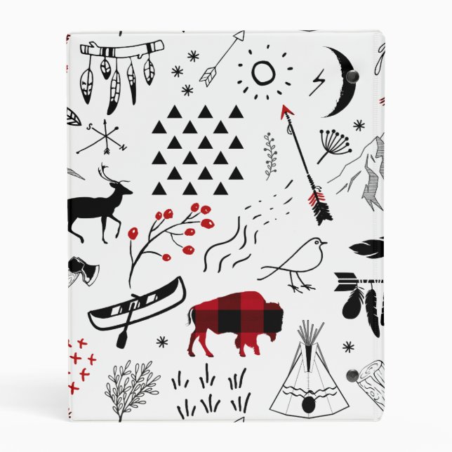 Buffalo Adventures Black and Red Plaid ID599 Mini Binder (Back)