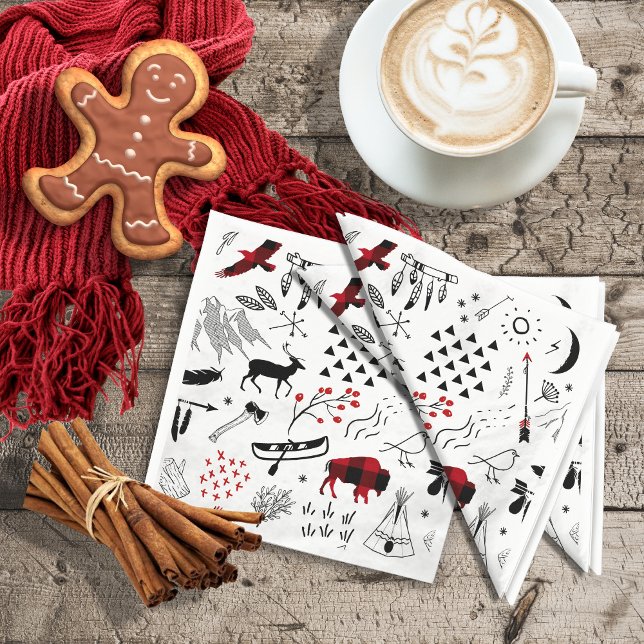 Buffalo Adventures Black and Red Plaid ID599 Napkins (Creator Uploaded)