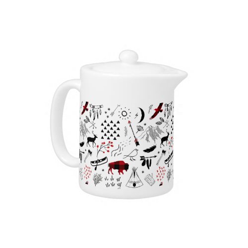 Buffalo Adventures Black and Red Plaid ID599 Teapot