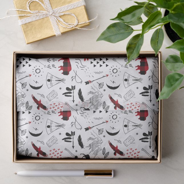Buffalo Adventures Black and Red Plaid ID599 Tissue Paper (Gift)