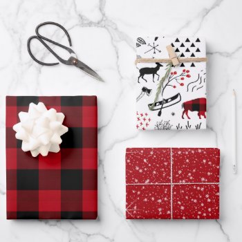 Buffalo Adventures Black And Red Plaid Id599 Wrapping Paper Sheets by arrayforcards at Zazzle