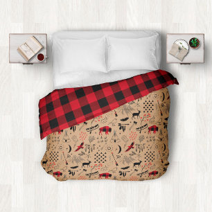 Buffalo Adventures Black and Red Plaid/Kraft ID599 Duvet Cover