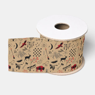 Buffalo Adventures Black and Red Plaid/Kraft ID599 Grosgrain Ribbon