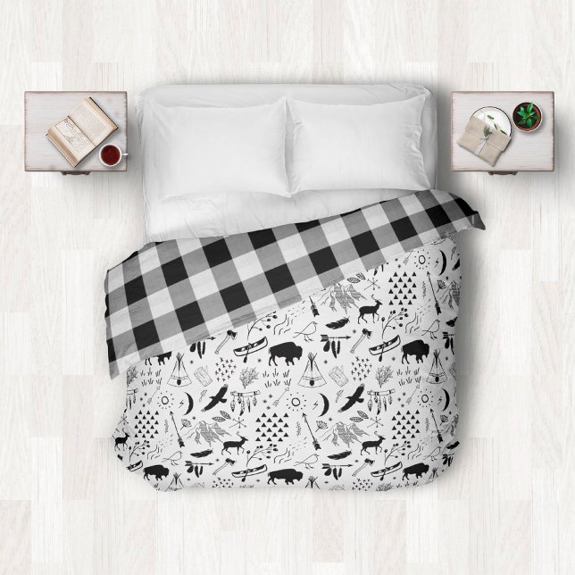 Buffalo Adventures Black and White Plaid ID599  Duvet Cover (Creator Uploaded)