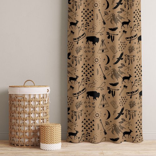 Buffalo Adventures Black on Any Background ID599 Blackout Curtains