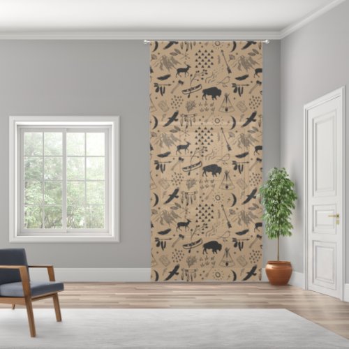 Buffalo Adventures Black on Any Background ID599 Sheer Curtains