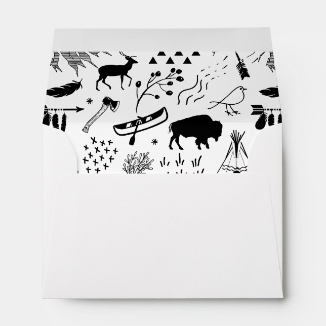 Buffalo Adventures Pattern Black ID599 Envelope (Back (Bottom))
