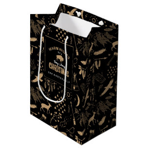 Buffalo Adventures Pattern Label Kraft ID599 Medium Gift Bag