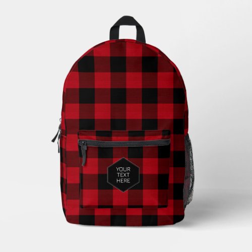 Buffalo Adventures Red and Black Plaid ID603 Printed Backpack
