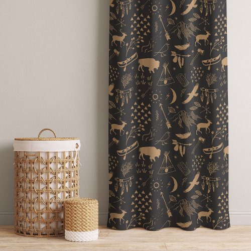 Buffalo Adventures Tan on Any Background ID599 Blackout Curtains