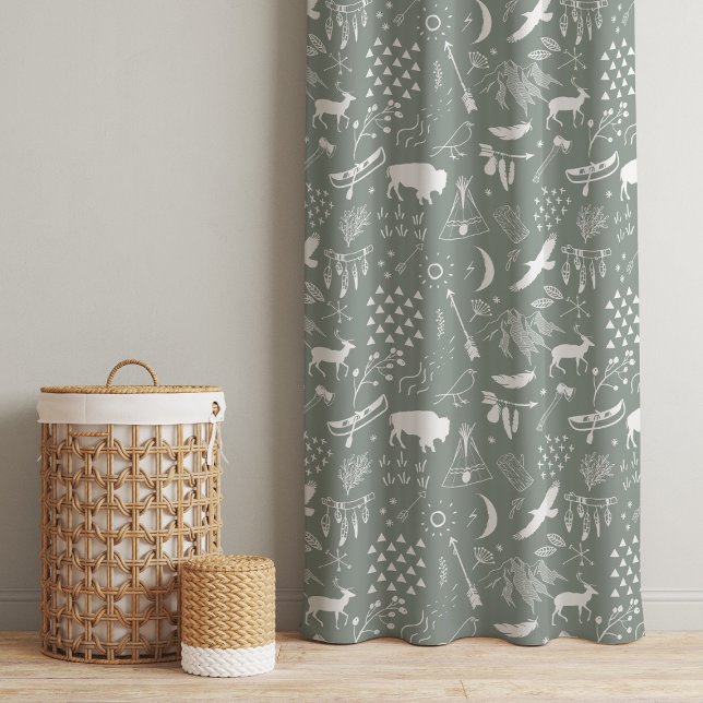 Buffalo Adventures White on Any Background ID599 Blackout Curtains (Creator Uploaded)