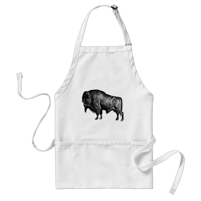 Buffalo American Bison Vintage Wood Engraving Adult Apron (Front)