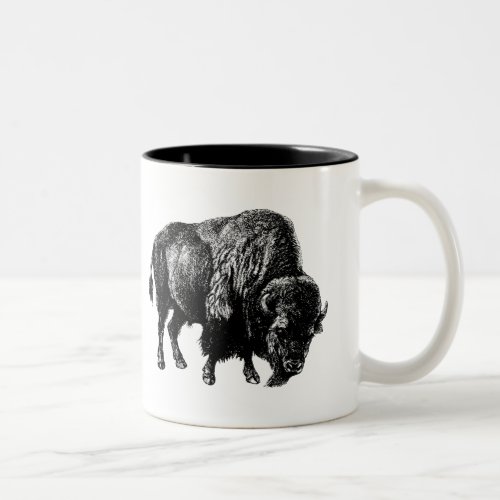 Buffalo American Bison Vintage Wood Engraving Mug