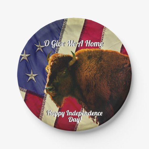 Buffalo and American Flag Patriotic Paper Plates