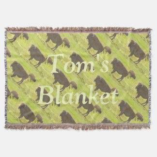 Buffalo and Calf Colored Pencil Personalized Throw Blanket