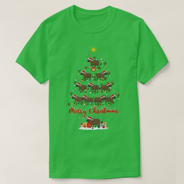 Buffalo Animal Lover Matching Santa Buffalo Christ T-Shirt (Design Front)