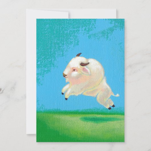 Buffalo art fun happy leaping white bison painting (Front)