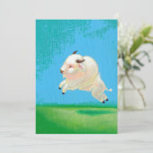 Buffalo art fun happy leaping white bison painting (Standing Front)
