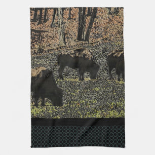 Buffalo Art Wild West Western Theme Kitchen Towel