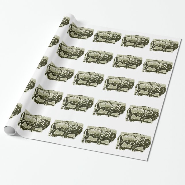 Buffalo Art Wrapping Paper (Unrolled)