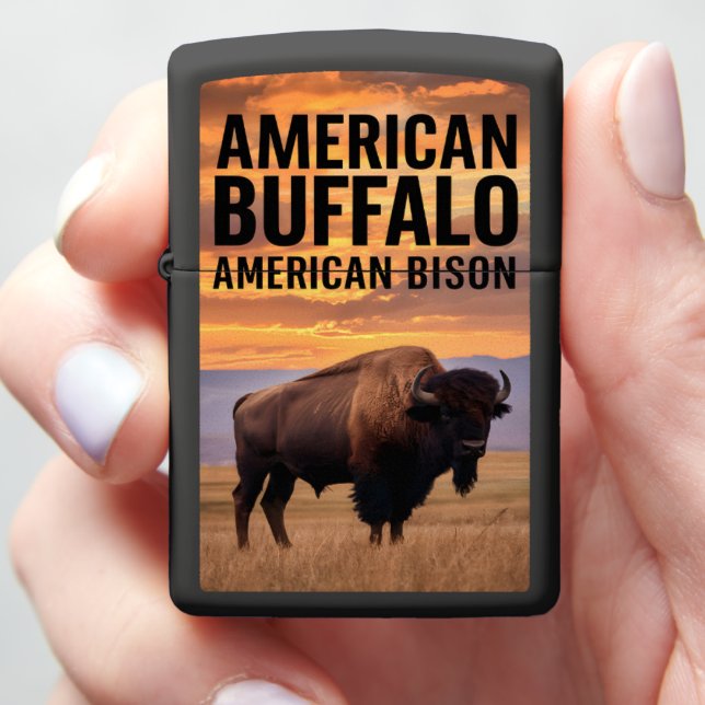 Buffalo at Sunset Zippo Lighter (In Hand)