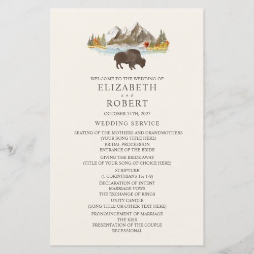 Buffalo Autumn Mountain Wedding Program