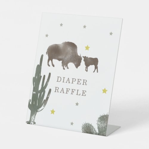 Buffalo Baby Shower Cactus Diaper Raffle Pedestal Sign