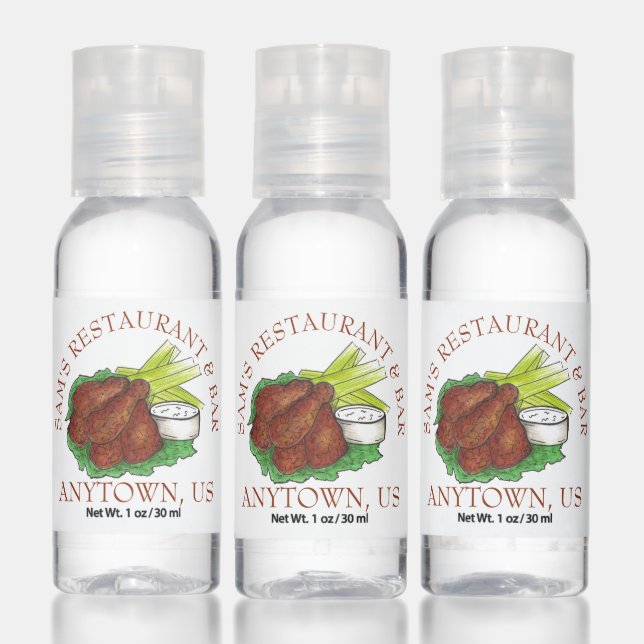 Buffalo BBQ Chicken Wings Restaurant Pub Bar Hand Sanitizer (Set)