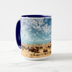 Buffalo Below the Grand Teton Mountains Mug