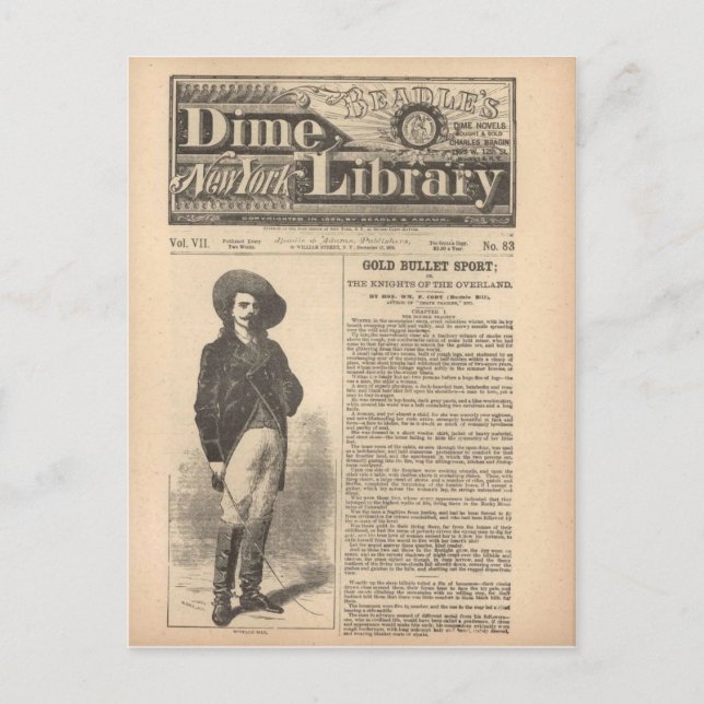 Buffalo Bill - Beadle's Half Dime Library 1879 Postcard (Front)