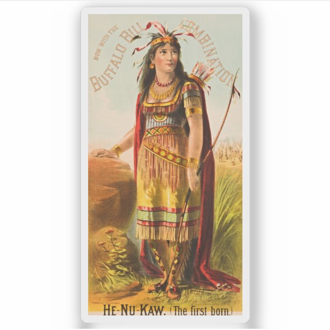 Buffalo Bill Handsomest Indian Maiden 1880s Sticker (Front)