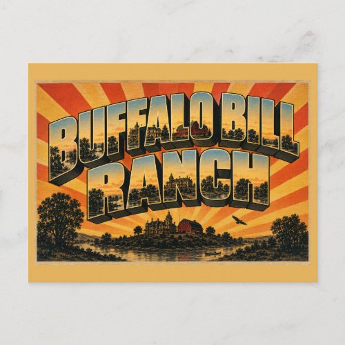Buffalo Bill Ranch Nebraska River Woodlands Art Postcard