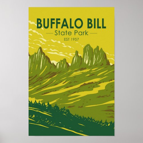 Buffalo Bill State Park Wyoming Vintage  Poster
